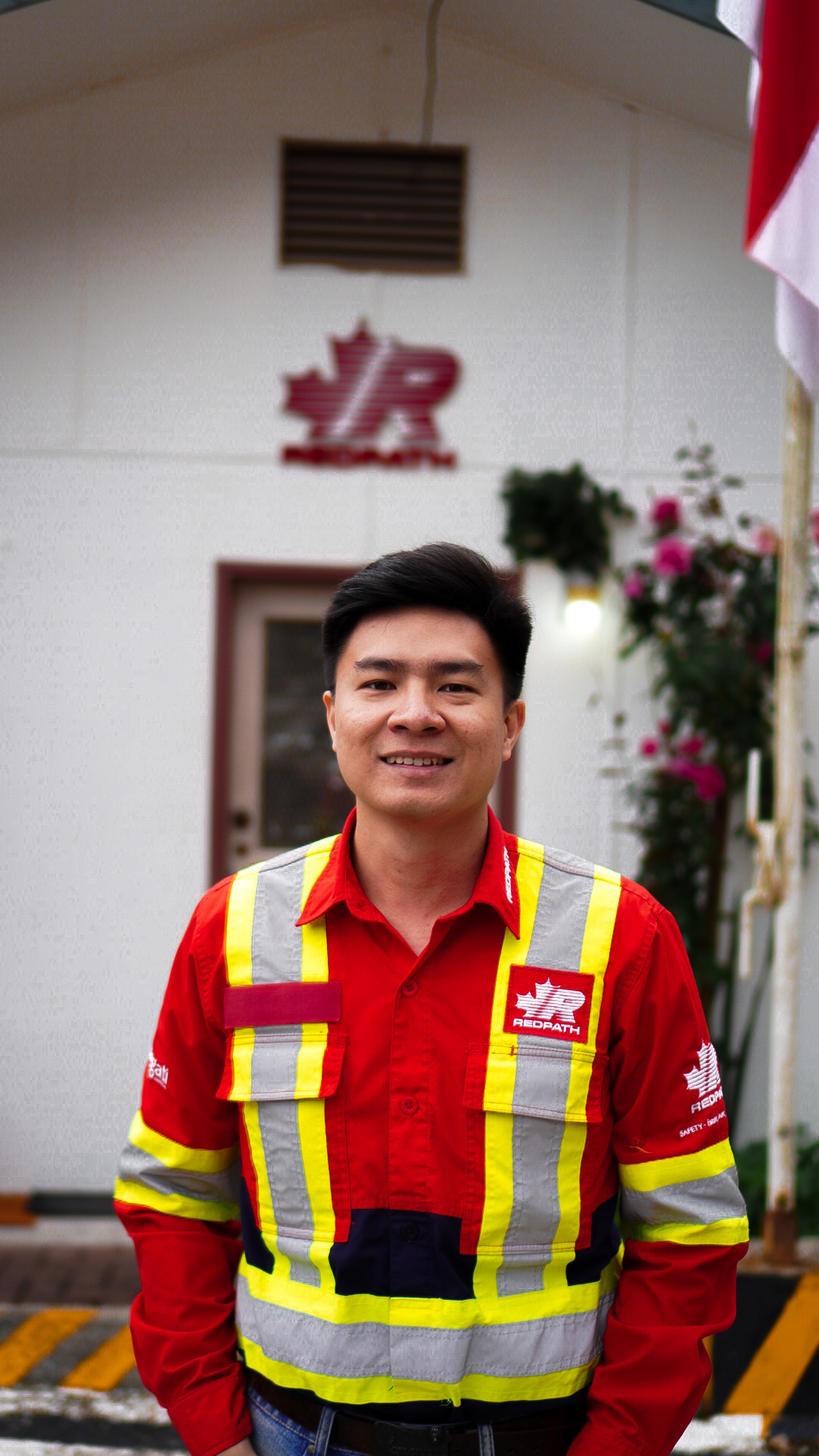Reymond Timbuleng wearing high-visibility workwear at Redpath