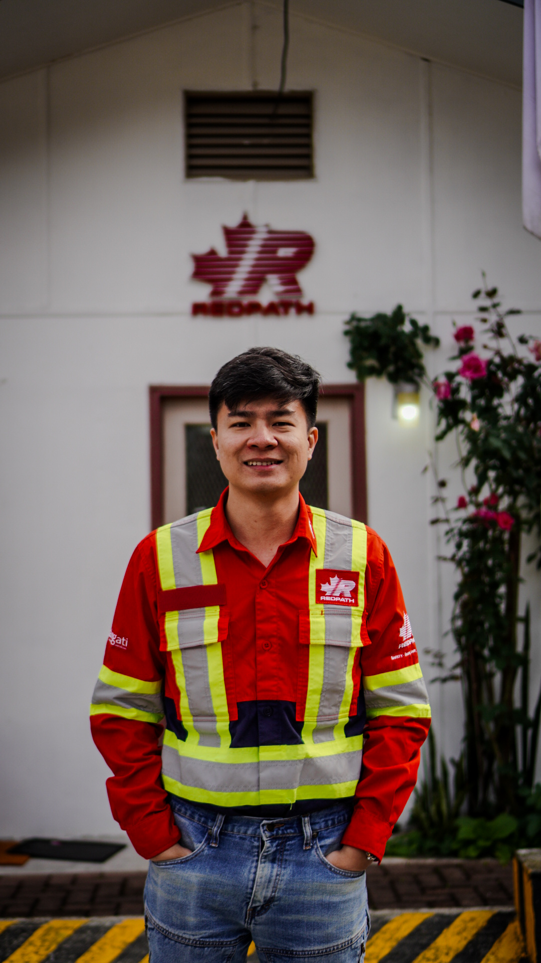 Reymond Timbuleng wearing high-visibility workwear at Redpath